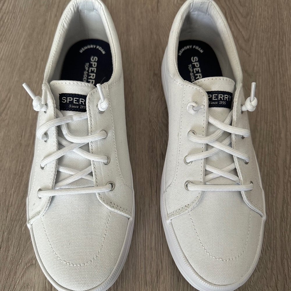 Sperry Crest Vibe Crisp White Preppy Nautical Sneakers - Brand New